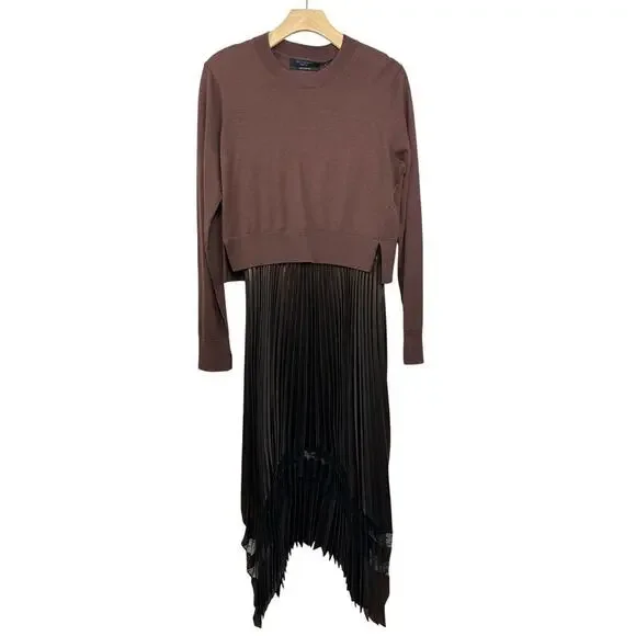 ALLSAINTS Nadia Foil Midi Dress Wool 2-in-1 Size Medium NWT - Picture 5 of 16